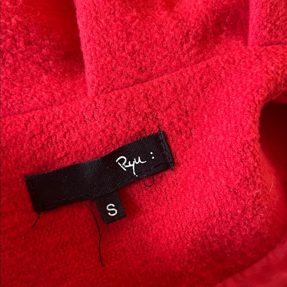 RYU Red Textured Polyester Pleated Ruffle Snap Up Jacket, size S - Picture 8 of 10